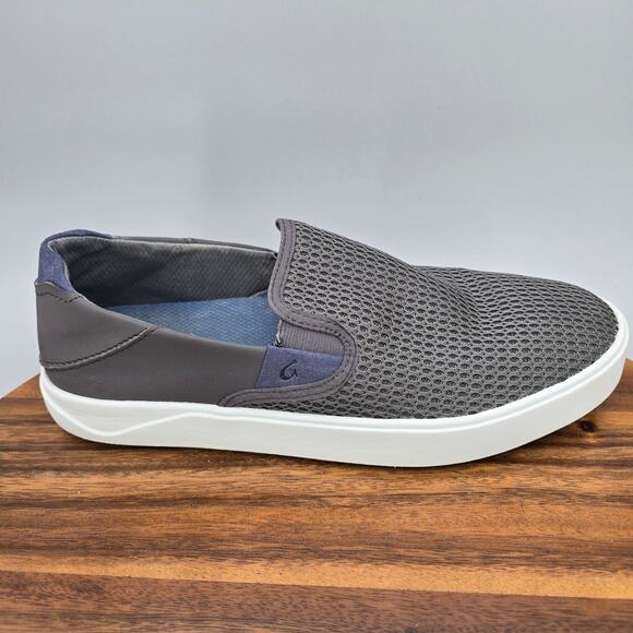Olukai Lae'ahi Shoes Men's 8.5 Gray Mesh Slip On Comfort Casual Beach Loafers - Picture 1 of 8